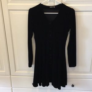 Black velvet long sleeve dress